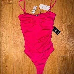 BRAND NEW Express Fuchsia Ruched Bodysuit